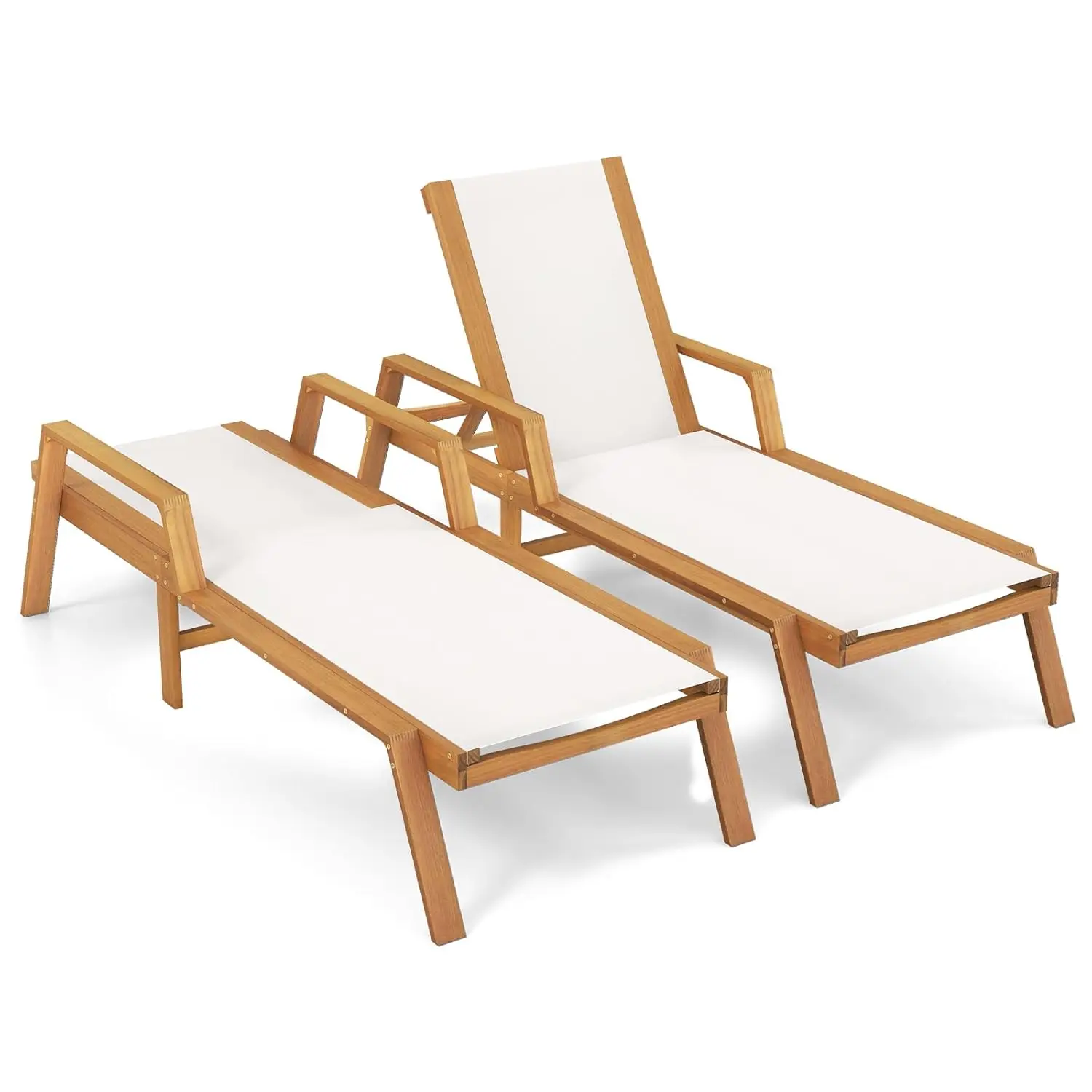 Set of 2 Customizable Acacia Wood Chaise Lounge Chairs, Outdoor Patio Sun Loungers w/ Adjustable Back & Comfortable Seating
Set of 2 Customizable Acacia Wood Chaise Lounge Chairs, Outdoor Patio Sun Loungers w/ Adjustable Back & Comfortable Seating