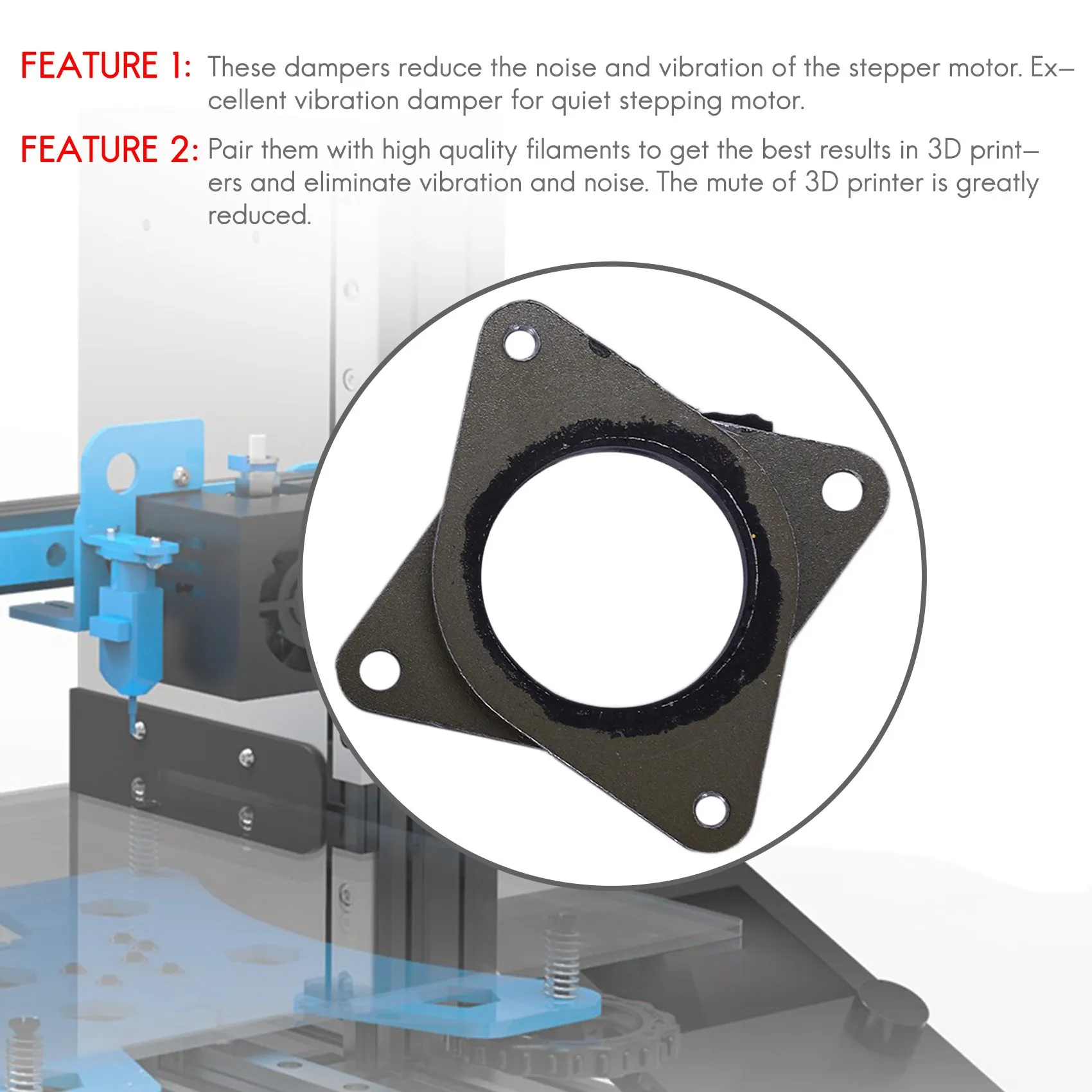 Усовершенствованные стальные и резиновые виброгасители NEMA 17 со штоком M3 — для ЧПУ 3D-принтеров Creality CR-10, CR-10S, Ender 3 (P
Усовершенствованные стальные и резиновые виброгасители NEMA 17 со штоком M3 — для ЧПУ 3D-принтеров Creality CR-10, CR-10S, Ender 3 (P