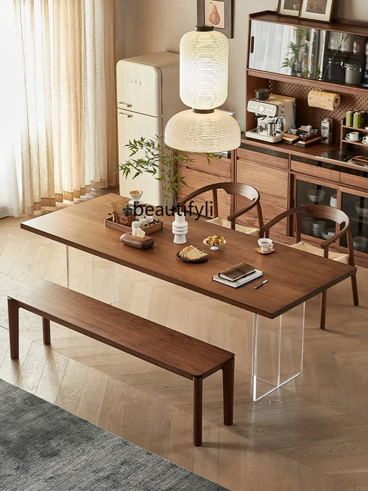 Black Walnut Acrylic Suspension Dining Table Nordic Solid Wood Large Board Table Log Rectangular Desk Workbench
Black Walnut Acrylic Suspension Dining Table Nordic Solid Wood Large Board Table Log Rectangular Desk Workbench