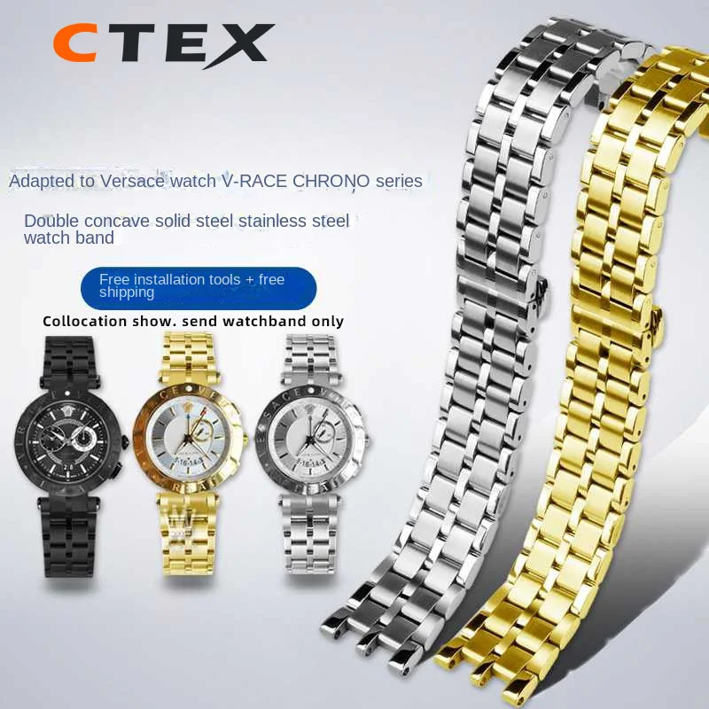 High Quality Stainless Steel watchband For Versace V-RACE DUAL Series Butterfly Buckle Watch Band 24mm For Men Belt
High Quality Stainless Steel watchband For Versace V-RACE DUAL Series Butterfly Buckle Watch Band 24mm For Men Belt