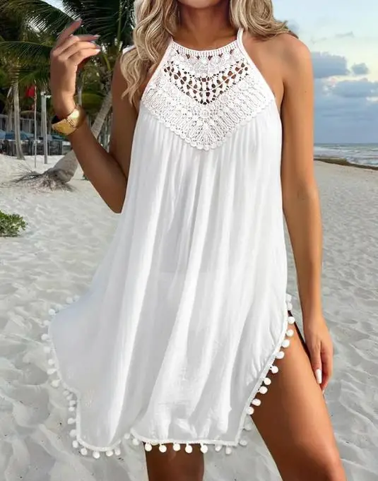 2026 Summer New Women's Strap Lace Splicing Sleeveless Side Split Dress Casual Hollow Back hem Semi Transparent Hoodie
2026 Summer New Women's Strap Lace Splicing Sleeveless Side Split Dress Casual Hollow Back hem Semi Transparent Hoodie