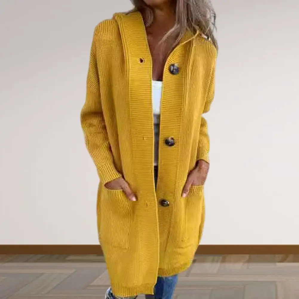 Sweater Jacket Stylish Women's Knitted Cardigan with Hood Pockets Long Sleeve Single Breasted Sweater Coat in Solid for Fall
Sweater Jacket Stylish Women's Knitted Cardigan with Hood Pockets Long Sleeve Single Breasted Sweater Coat in Solid for Fall