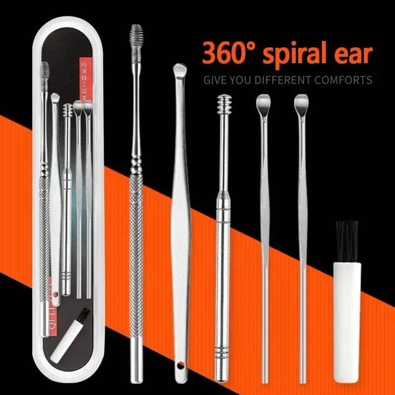 6Pcs/set Ear Wax Pickers Stainless Steel Earpick Wax Remover piercing kit earwax Curette Spoon Care Ear Clean Toolear cleaner
6Pcs/set Ear Wax Pickers Stainless Steel Earpick Wax Remover piercing kit earwax Curette Spoon Care Ear Clean Toolear cleaner