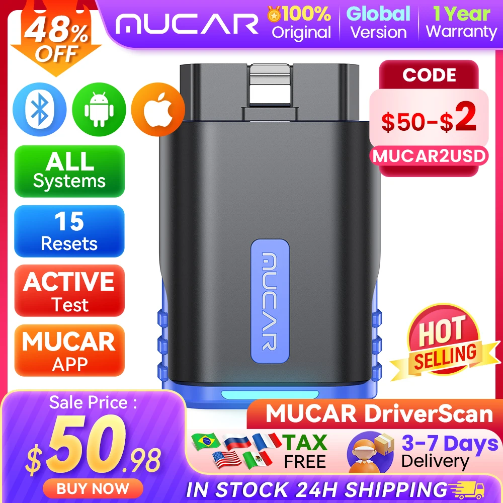 Двухнаправленный Bluetooth-сканер MUCAR DriverScan, автомобильный диагностический инструмент, OBD2 сканер, активное тестирование, полная система 15, считыватель кодов сброса
Двухнаправленный Bluetooth-сканер MUCAR DriverScan, автомобильный диагностический инструмент, OBD2 сканер, активное тестирование, полная система 15, считыватель кодов сброса