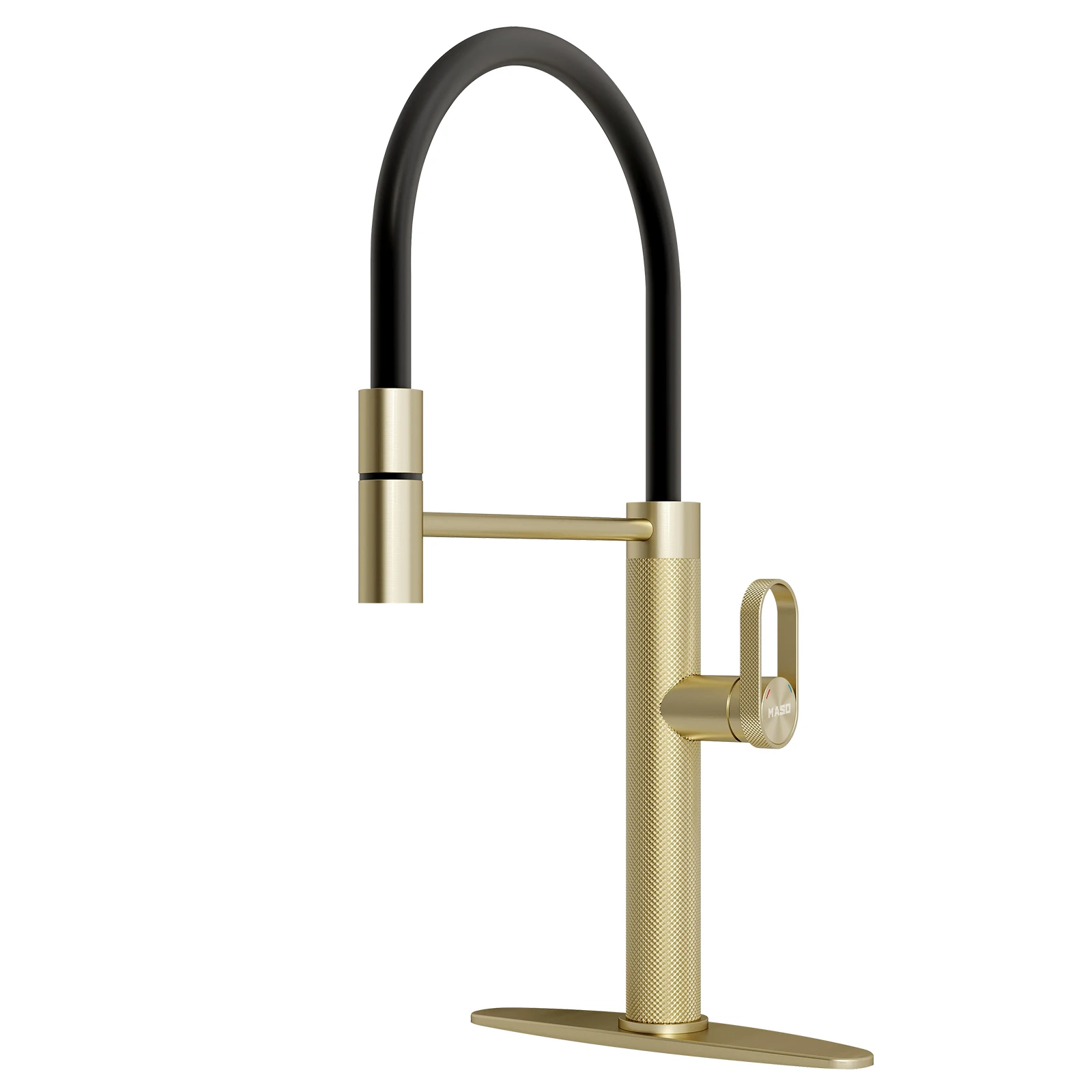 MASO Pull-Out Kitchen Faucet, 360° Swivel, Black Rubber Neck, Single Handle, 2 Spray Modes, 304 Stainless Steel, Brushed Gold
MASO Pull-Out Kitchen Faucet, 360° Swivel, Black Rubber Neck, Single Handle, 2 Spray Modes, 304 Stainless Steel, Brushed Gold