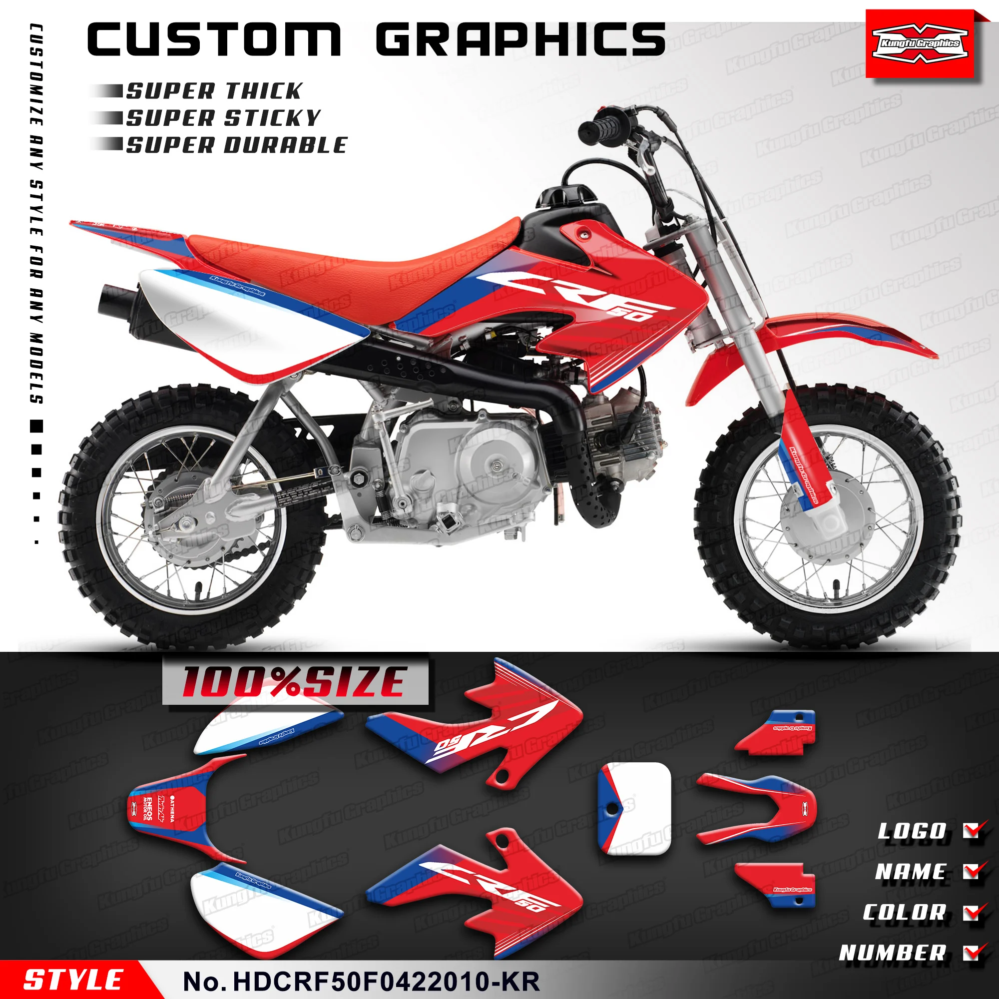 KUNGFU GRAPHICS Dirtbike Graphics Sticker Sheet for Honda CRF 50F CRF50 F 2004-2023, Rebuild Kit, HDCRF50F0422010-KR
KUNGFU GRAPHICS Dirtbike Graphics Sticker Sheet for Honda CRF 50F CRF50 F 2004-2023, Rebuild Kit, HDCRF50F0422010-KR