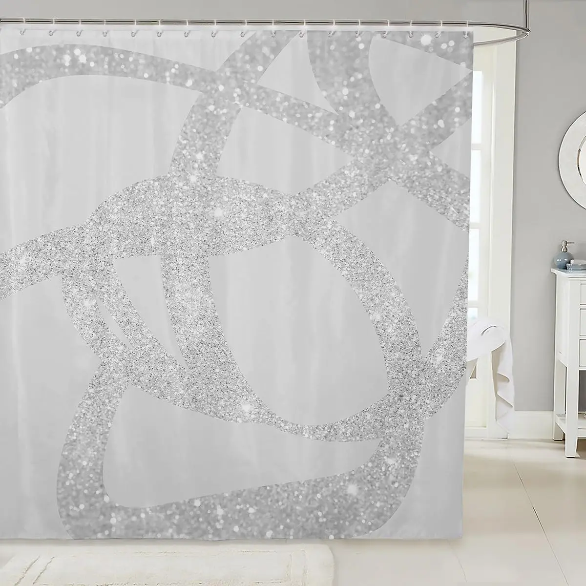 1pc Grey Glitter Shower Curtain 72"x72" Geometric Stripe Bathroom Shower Curtain Set Geometry Bath Curtain Modern Art Abstr
1pc Grey Glitter Shower Curtain 72"x72" Geometric Stripe Bathroom Shower Curtain Set Geometry Bath Curtain Modern Art Abstr