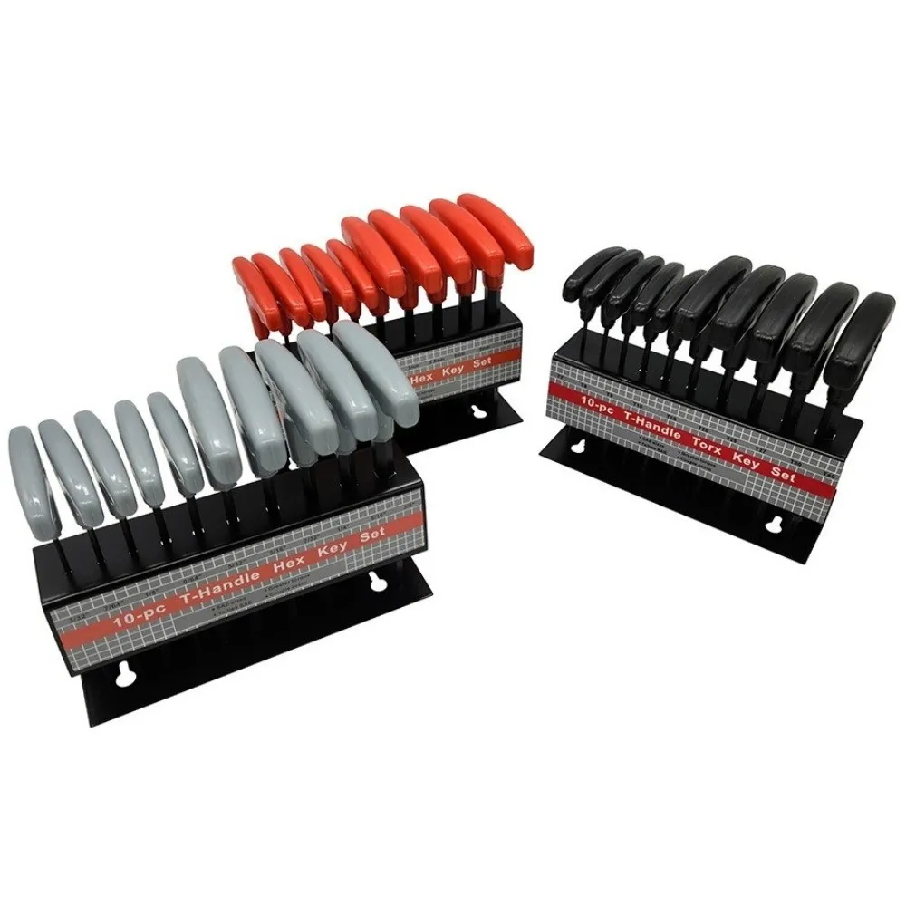 10pcs/set Metal T-Handle Hex Key Set T7-T40 Metric or Inch Torx Wrench Set with Storage Rack Allen Wrench Tool Set
10pcs/set Metal T-Handle Hex Key Set T7-T40 Metric or Inch Torx Wrench Set with Storage Rack Allen Wrench Tool Set