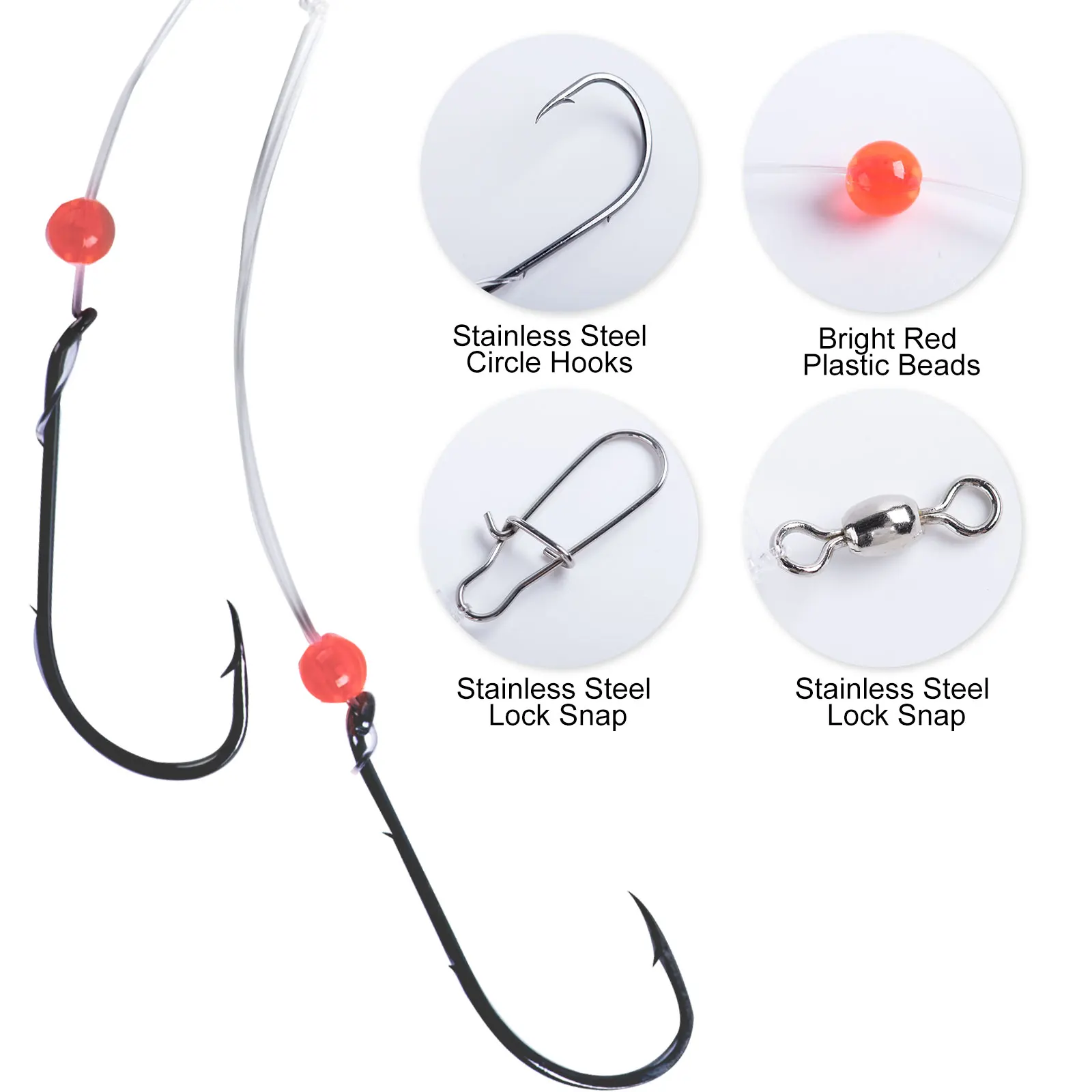 Goture 6-10pcs Baitholder Hook Nylon Line Rigs for Porgy Snapper Croaker Sea Trout Tautog Spot with Swivel & Snap
Goture 6-10pcs Baitholder Hook Nylon Line Rigs for Porgy Snapper Croaker Sea Trout Tautog Spot with Swivel & Snap
