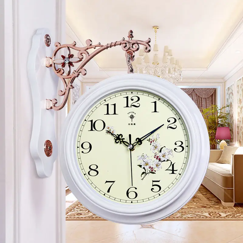European-style double-sided wall clock living room large two-side clock mute personality creative modern minimalist quartz clock
European-style double-sided wall clock living room large two-side clock mute personality creative modern minimalist quartz clock