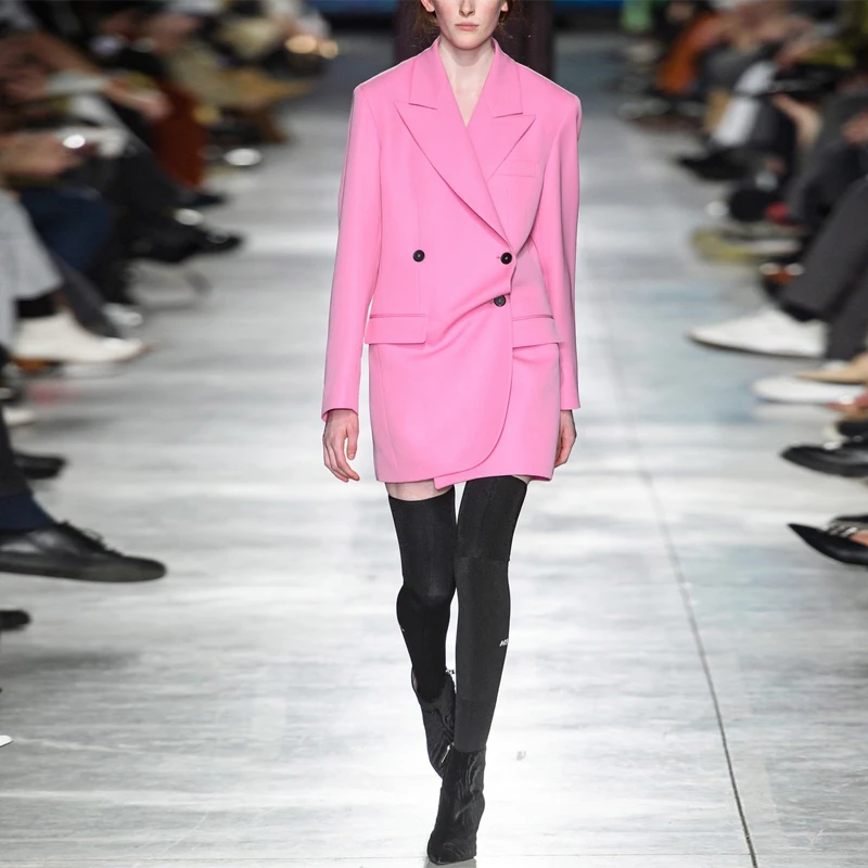 Loose BF Style Double Breasted Asymmetrical Hemline Midi Length Suit Jacket Early Spring Turn-down Collar Oversized Coat
Loose BF Style Double Breasted Asymmetrical Hemline Midi Length Suit Jacket Early Spring Turn-down Collar Oversized Coat