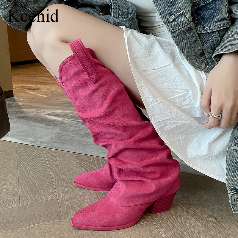 Kcenid Women's Pleated Thigh High Boots Autumn Winter Thick Heel Pointed Toe Slip-On Shoes Woman Western Long Boots Big Size 43
Kcenid Women's Pleated Thigh High Boots Autumn Winter Thick Heel Pointed Toe Slip-On Shoes Woman Western Long Boots Big Size 43