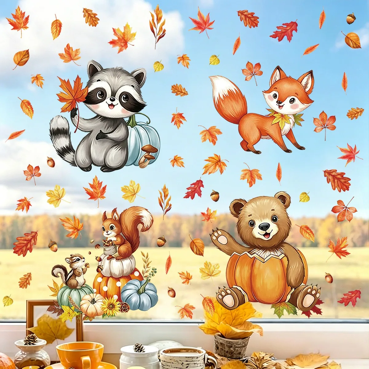Thanksgiving Static Cling Cute Raccoon Squirrel Forest Animal Window Stickers Home Living Room Room Decor Decals
Thanksgiving Static Cling Cute Raccoon Squirrel Forest Animal Window Stickers Home Living Room Room Decor Decals
