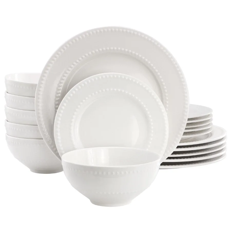 Faye 18 Piece Stoneware Dinnerware Set in White Service for 6
Faye 18 Piece Stoneware Dinnerware Set in White Service for 6