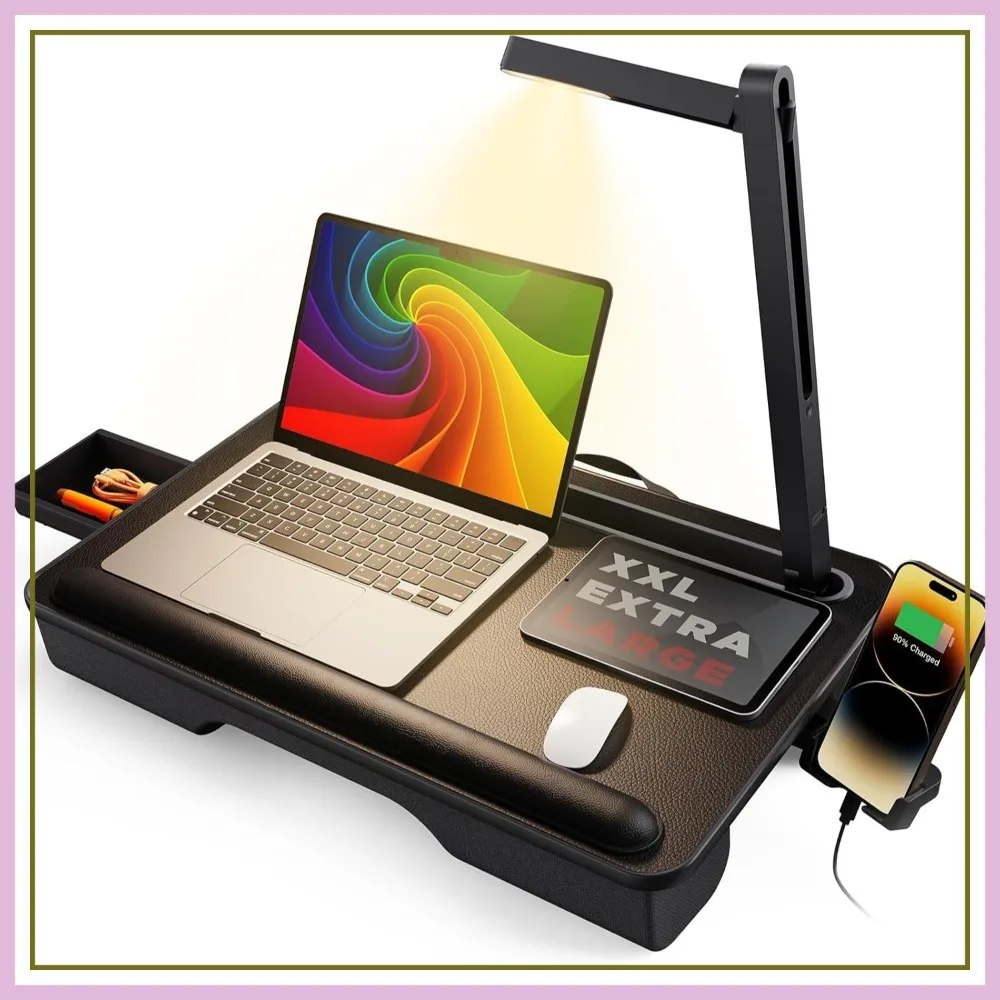 Lap Desk with LED Light, Portable Laptop Tray with Cushion - Fits Up to 17" Laptops & MacBook, Lap Table Stand for Bed and Couch, Desk for Writing and Reading
Lap Desk with LED Light, Portable Laptop Tray with Cushion - Fits Up to 17" Laptops & MacBook, Lap Table Stand for Bed and Couch, Desk for Writing and Reading