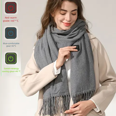 Winter Heated Scarf Electric USB Heating Scarf 3 Gears Adjustable Adjustable Heated Neck Warmer Heating Neck Wrap for Men Women