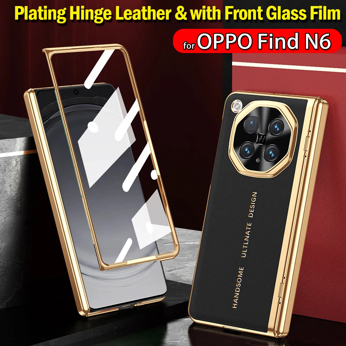 Hinge Cover for OPPO Find N6 Case Fashion Plating Leather 180° Folding Front Screen Glass Film
Hinge Cover for OPPO Find N6 Case Fashion Plating Leather 180° Folding Front Screen Glass Film
