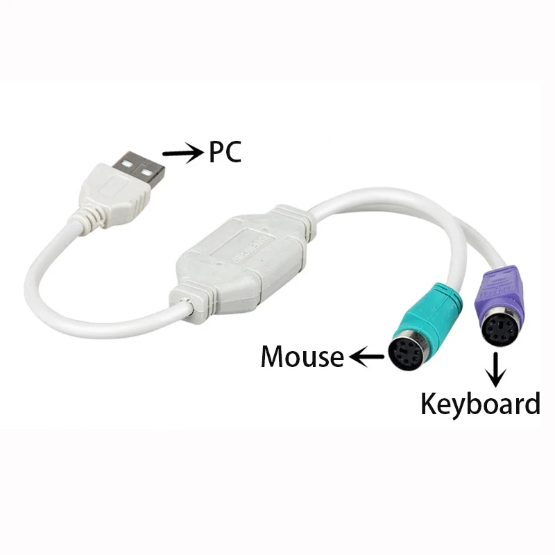 OULLX USB Male To Dual PS2 Female Cable Adapter Converter USB To Two PS/2 Use for Keyboard Mouse Computer Cables & Connectors