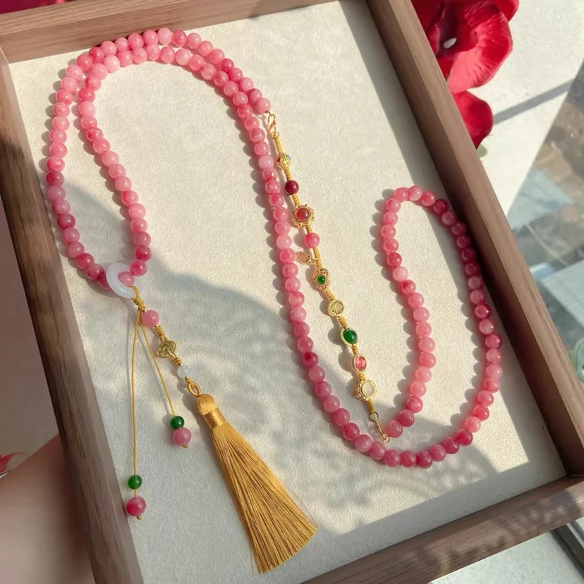 Red pattern jade 108 long national style crossbody chain back back necklace versatile national style new accessories
Red pattern jade 108 long national style crossbody chain back back necklace versatile national style new accessories