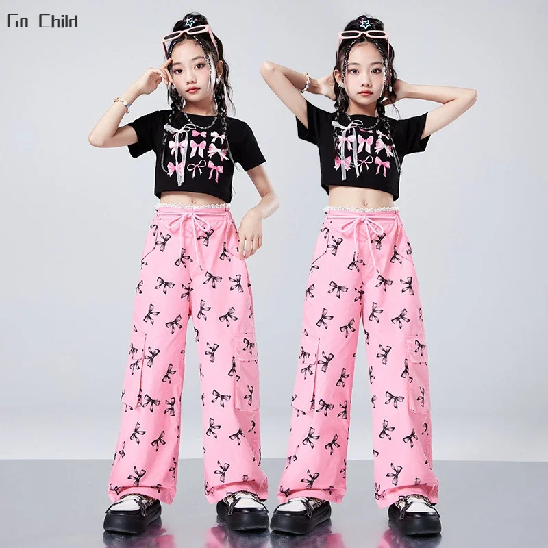 Girls Hip Hop Sweet Crop Top Bowknot Cargo Pants Children K-pop Streetwear Kids Jazz Street Dance Costumes Teenage Clothes Sets
Girls Hip Hop Sweet Crop Top Bowknot Cargo Pants Children K-pop Streetwear Kids Jazz Street Dance Costumes Teenage Clothes Sets
