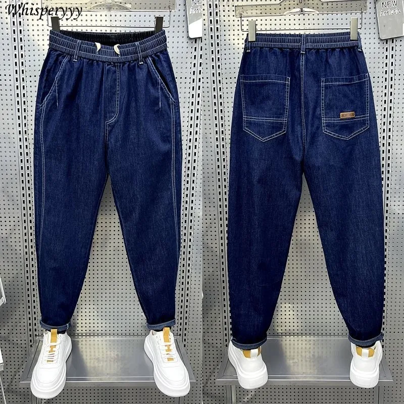 Blue Jeans Men's Loose Harlan Pants Elastic Waist Drawstring Straight Casual Pants Streetwear Autumn Winter Male Denim Trousers
Blue Jeans Men's Loose Harlan Pants Elastic Waist Drawstring Straight Casual Pants Streetwear Autumn Winter Male Denim Trousers