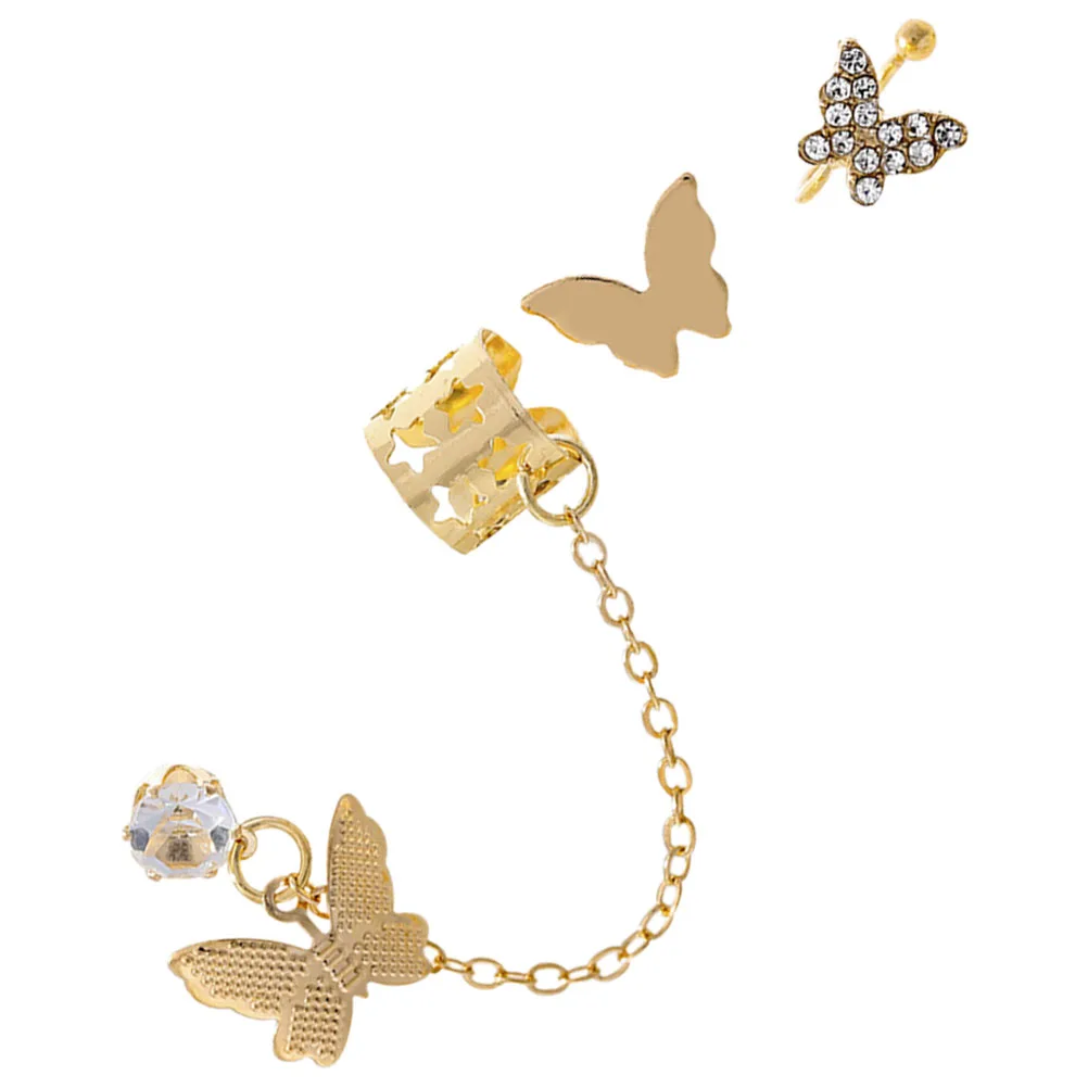 3 Pcs Ear Set Earrings for Women Butterfly Rhinestone Cuffs Chain No Piercing
3 Pcs Ear Set Earrings for Women Butterfly Rhinestone Cuffs Chain No Piercing