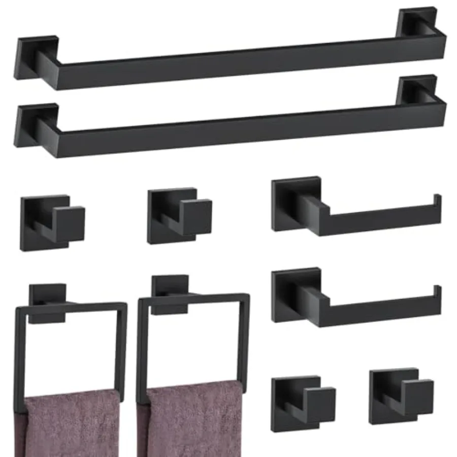 10-Piece Matte Black Bathroom Hardware Accessories Set Black Towel Bar Set Towel Holder Set Stainless Steel Wall-Mounted Towel
10-Piece Matte Black Bathroom Hardware Accessories Set Black Towel Bar Set Towel Holder Set Stainless Steel Wall-Mounted Towel
