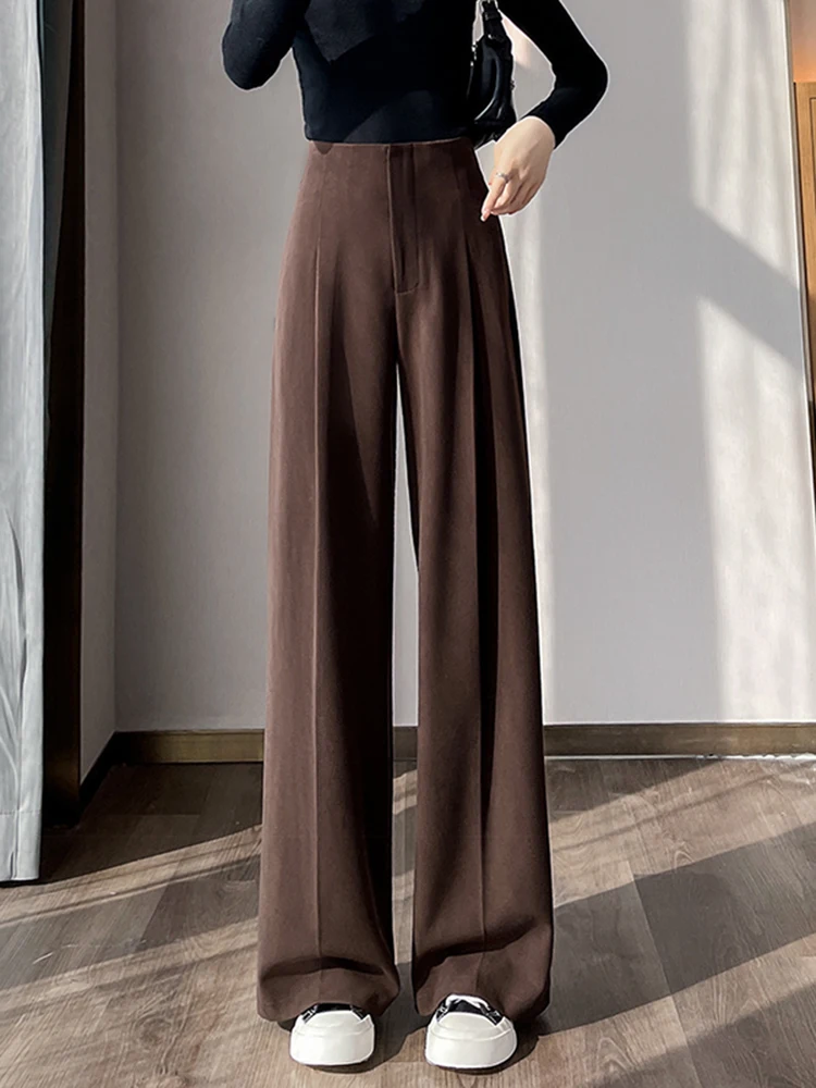 Женские модные повседневные брюки с высокой талией и широкими штанинами, прямого кроя, из шерсти, для весны и осени, в уличном стиле
Женские модные повседневные брюки с высокой талией и широкими штанинами, прямого кроя, из шерсти, для весны и осени, в уличном стиле