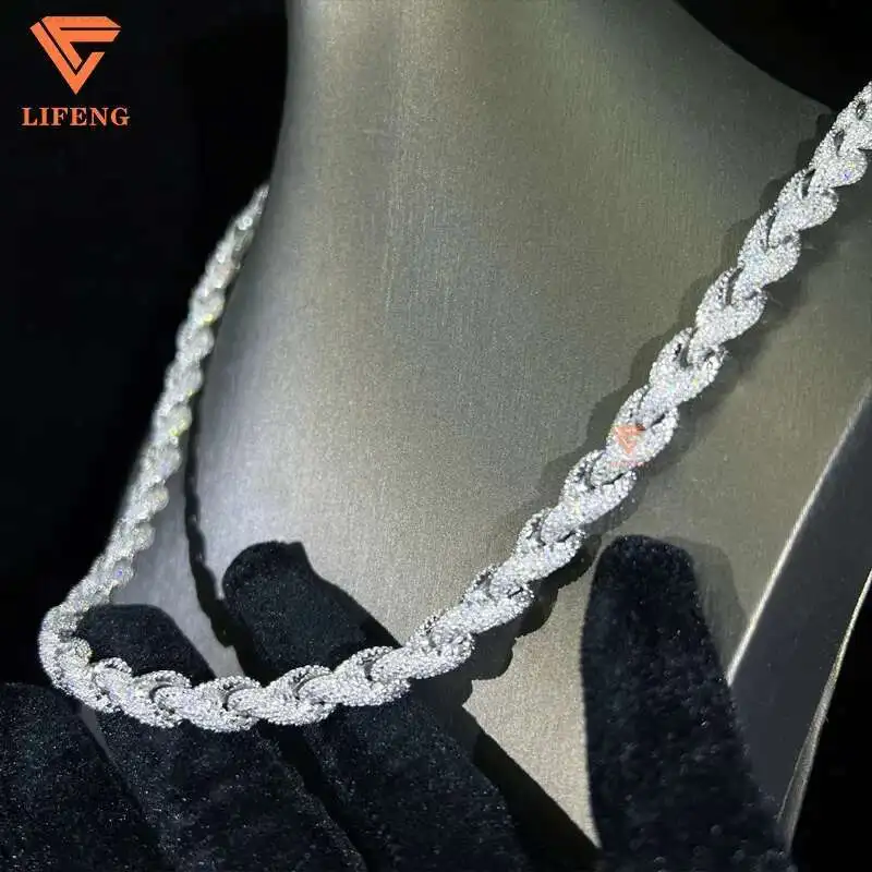 Hip Hop Jewelry Custom Iced Out 8mm 925 Sterling Silver Vvs Moissanite Diamond White Gold Plated Rope Chain Necklace for Men
Hip Hop Jewelry Custom Iced Out 8mm 925 Sterling Silver Vvs Moissanite Diamond White Gold Plated Rope Chain Necklace for Men