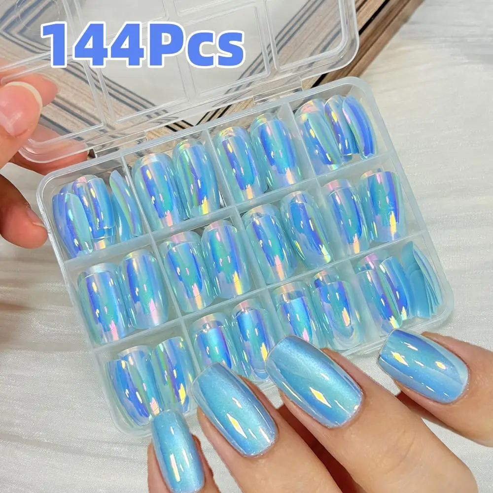 144Pcs Holographic Blue Chrome Press On Nails Iridescent Plating Medium Square Fake Nail for Women Daily Party False Nail Tips d
144Pcs Holographic Blue Chrome Press On Nails Iridescent Plating Medium Square Fake Nail for Women Daily Party False Nail Tips d