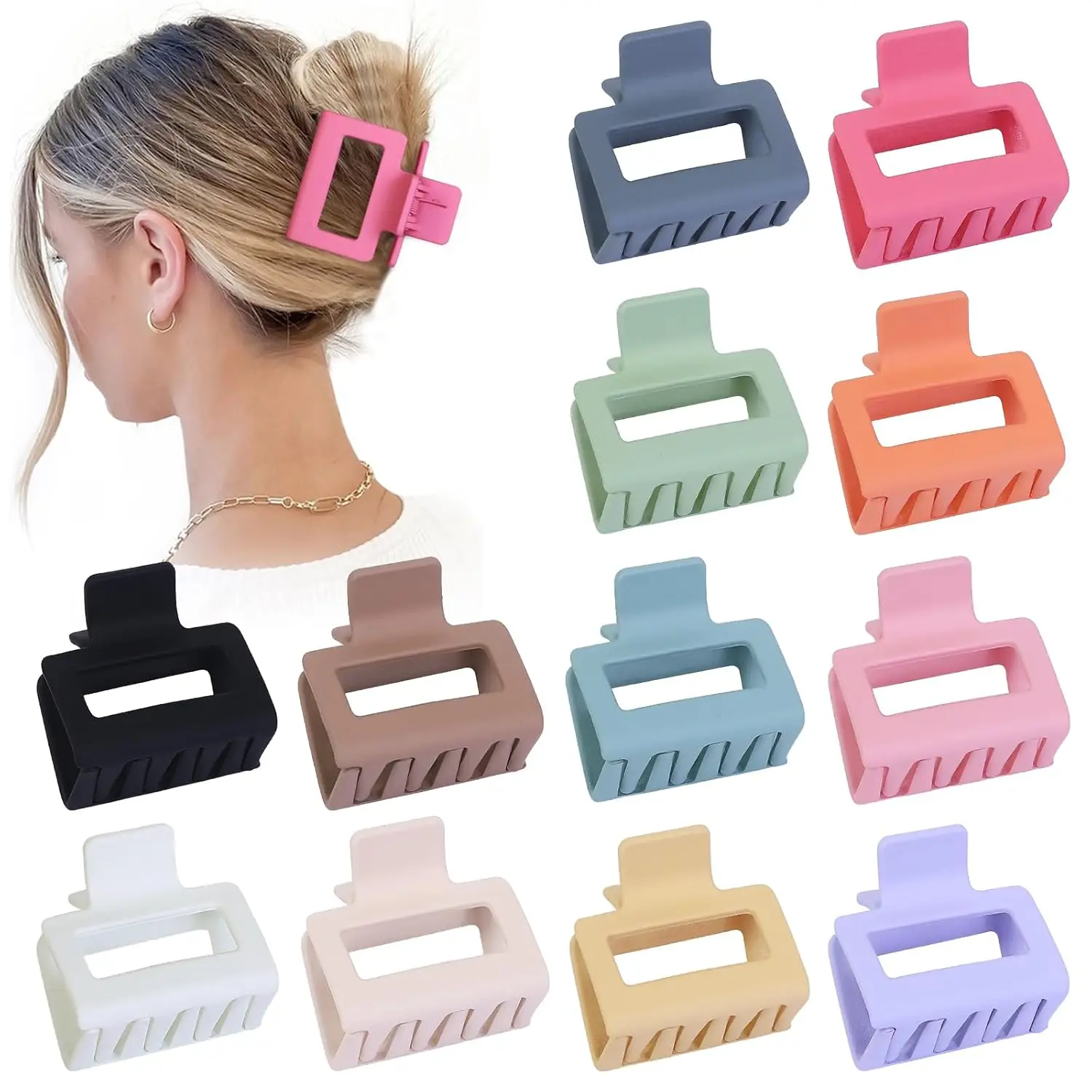 12 Pcs Medium Hair Claw Clips, 2 Inch Square Acrylic Banana Jaw Clips for Thin Hair, Matte Nonslip, Bulk Hair Accessories for Women and Girls - Colorful
12 Pcs Medium Hair Claw Clips, 2 Inch Square Acrylic Banana Jaw Clips for Thin Hair, Matte Nonslip, Bulk Hair Accessories for Women and Girls - Colorful