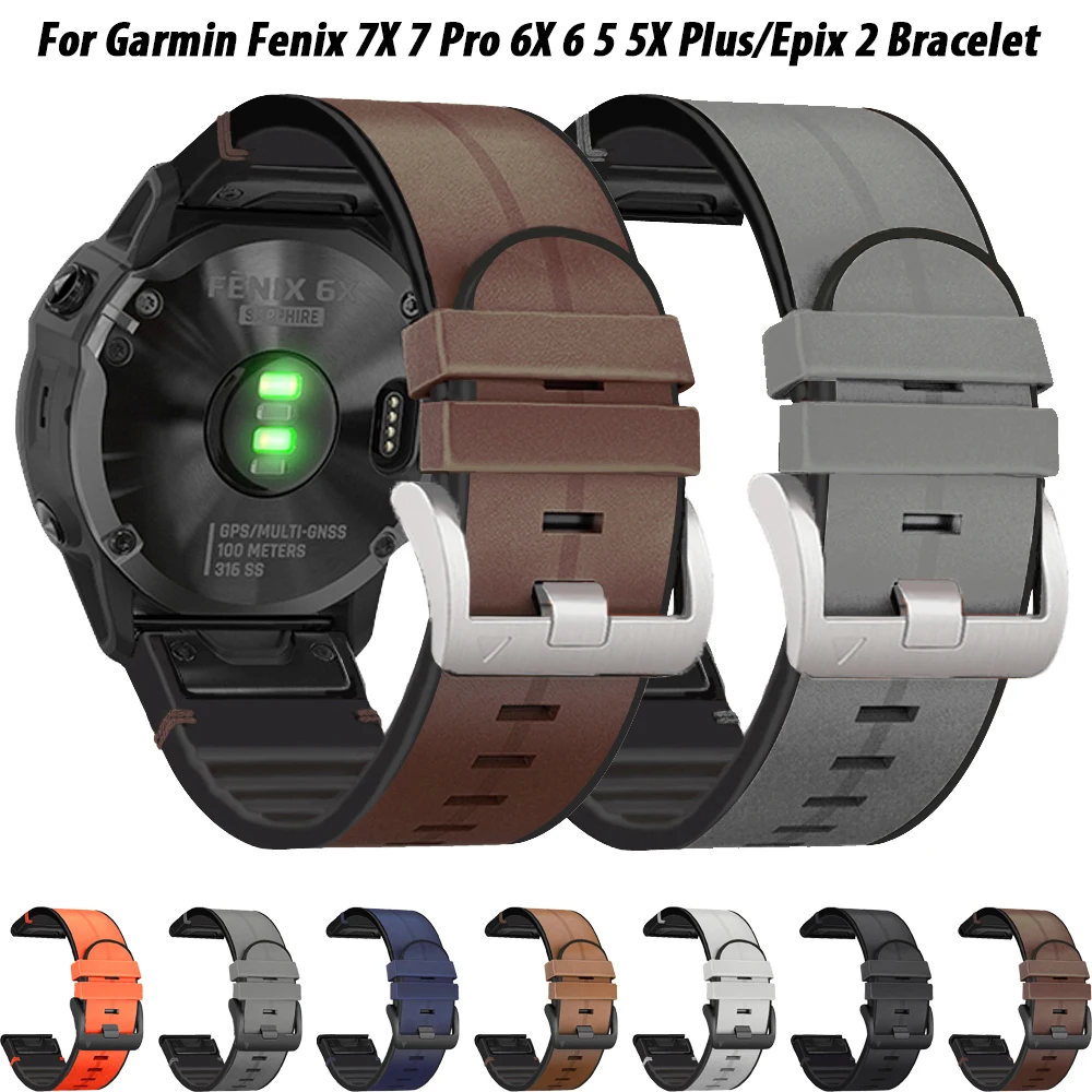 Быстросъемный силиконовый/кожаный ремешок 22/26 мм для Garmin Fenix 8/7/7X/6/6X Pro/5/5X Plus, сменный ремешок для часов EPIX/Enduro3/D2 bravo
Быстросъемный силиконовый/кожаный ремешок 22/26 мм для Garmin Fenix 8/7/7X/6/6X Pro/5/5X Plus, сменный ремешок для часов EPIX/Enduro3/D2 bravo