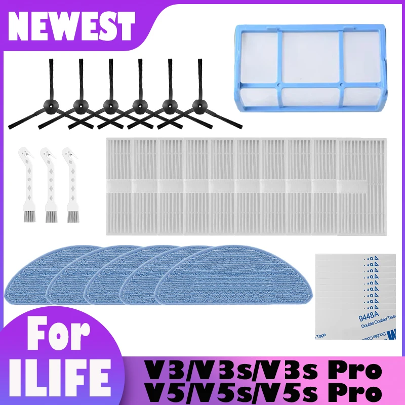 For ILIFE V3s V3s Pro V5 V5s V5s Pro Robotic Vacuum Cleaner Parts Replacement Primary Hepa Filter Side Brush Mop Kits
For ILIFE V3s V3s Pro V5 V5s V5s Pro Robotic Vacuum Cleaner Parts Replacement Primary Hepa Filter Side Brush Mop Kits