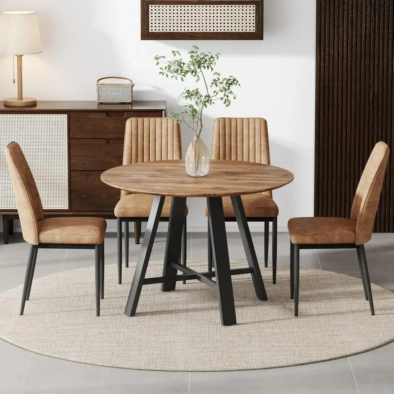 Modern Round Dining Set for 4 with Wood Dining Set Chairs and Upholstered Reception Table for Kitchen
Modern Round Dining Set for 4 with Wood Dining Set Chairs and Upholstered Reception Table for Kitchen