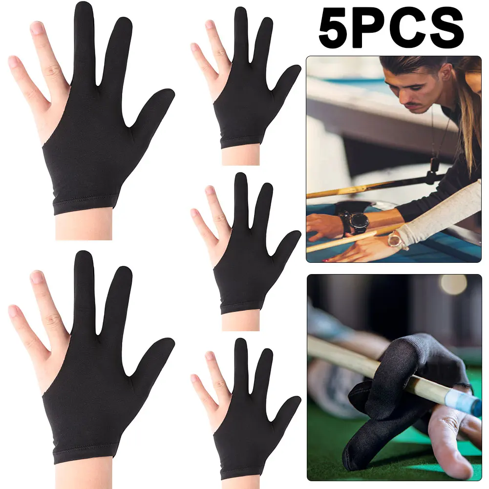 5Pcs 3-Finger Open Snooker Billiard Gloves Left/Right Universal (Black)
5Pcs 3-Finger Open Snooker Billiard Gloves Left/Right Universal (Black)