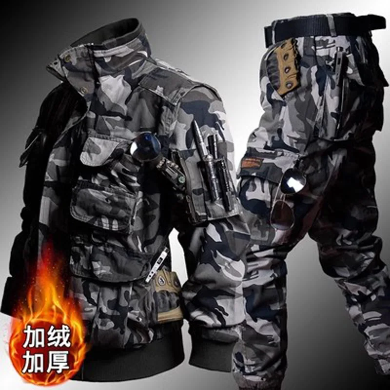 Men's Plush Tactical Jackets Sets 100% Cotton Double Layered Thickened Outdoor Camouflage Suits Wear-resistant Warm Jacket+pants
Men's Plush Tactical Jackets Sets 100% Cotton Double Layered Thickened Outdoor Camouflage Suits Wear-resistant Warm Jacket+pants