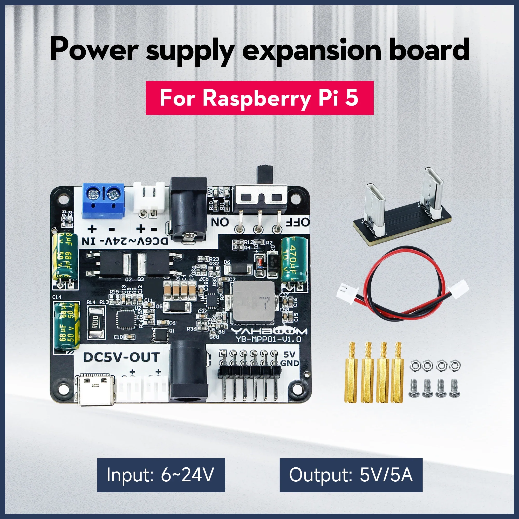 Raspberry Pi 5 Power Supply Expansion Board Support 6-24V Input And 5V/5A Output For Jetson NANO STM32 Breakout Board For RPi 5
Raspberry Pi 5 Power Supply Expansion Board Support 6-24V Input And 5V/5A Output For Jetson NANO STM32 Breakout Board For RPi 5