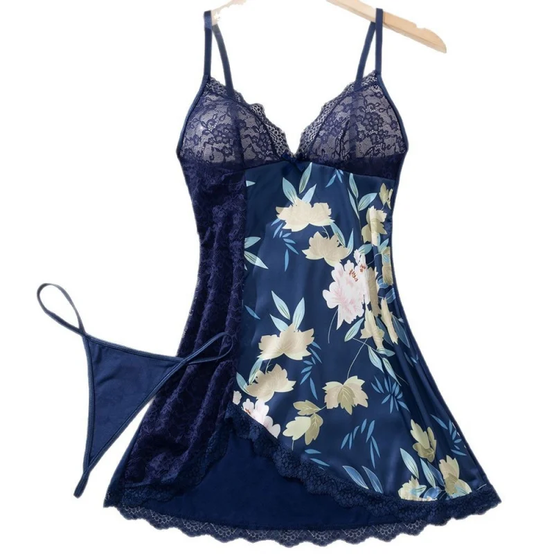 2 Pieces Western Sexy Lace Printed Nightdress Thong For Women Female Ladies Charming Alluring Attractive Erotic Lingerie Set
2 Pieces Western Sexy Lace Printed Nightdress Thong For Women Female Ladies Charming Alluring Attractive Erotic Lingerie Set