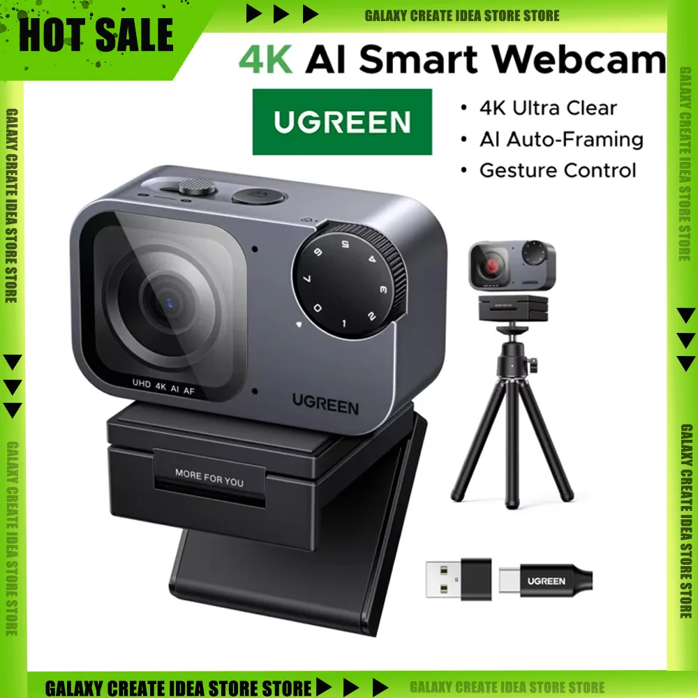 UGREEN FineCam Pro 2K 4K AI Smart PC Webcam Auto Framing PDAF Focus Gesture Control AI Noise-Canceling Mic for Streaming Camera
UGREEN FineCam Pro 2K 4K AI Smart PC Webcam Auto Framing PDAF Focus Gesture Control AI Noise-Canceling Mic for Streaming Camera