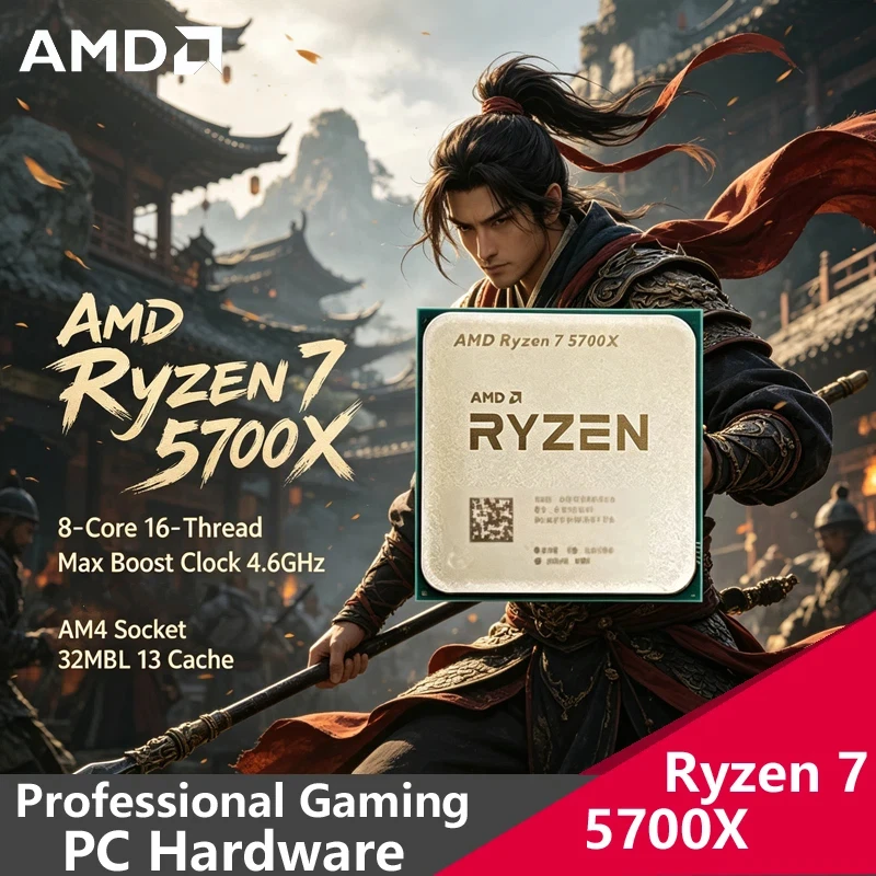 AMD Ryzen 7 5700X Tray Processor, 8 Cores 16 Threads, 4.6GHz, 32MB Cache, AM4 Unlocked Gaming CPU, Loose No Retail Box