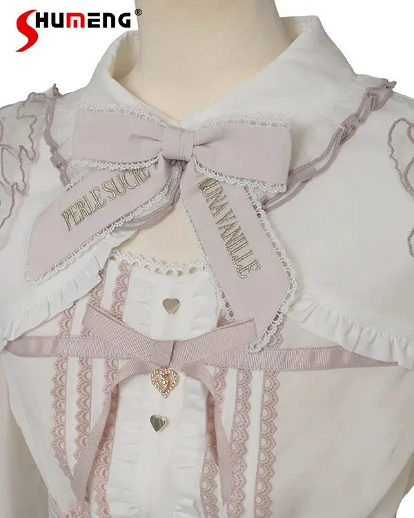 Japanese Mines Style Mass-produced LIZ Blouse Ruffled Off-shoulder Long Sleeve Heart Buckle Sweet Lolita Shirt Woman 2026 Summer
Japanese Mines Style Mass-produced LIZ Blouse Ruffled Off-shoulder Long Sleeve Heart Buckle Sweet Lolita Shirt Woman 2026 Summer