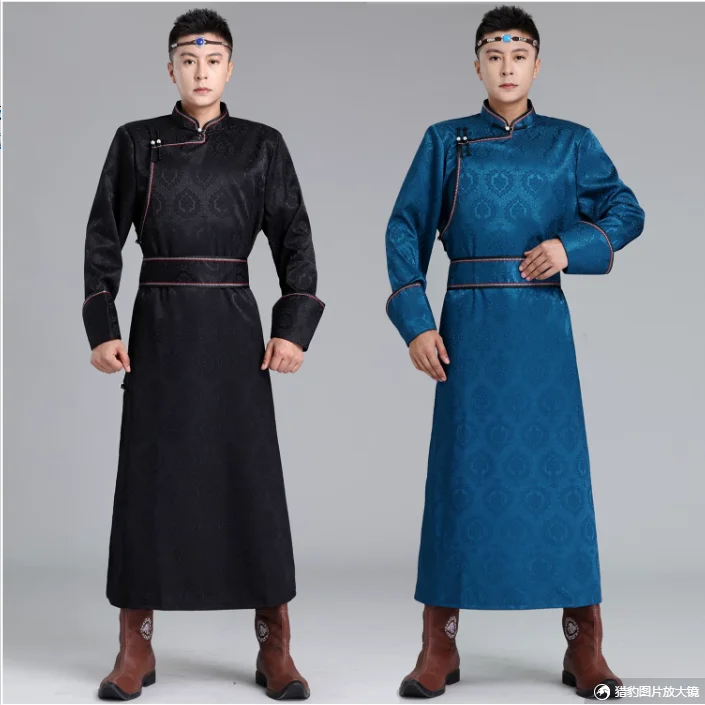 Mongolian Men's Traditional Long Robe With Standing Collar and Shiny Silk Fabric, Ethnic Mongolian Style Stage Costumes
Mongolian Men's Traditional Long Robe With Standing Collar and Shiny Silk Fabric, Ethnic Mongolian Style Stage Costumes
