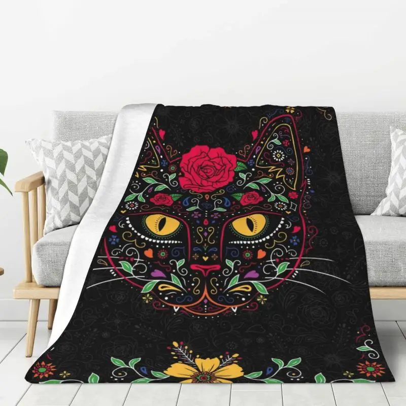 Custom Ultra-Soft Fleece Day Of The Dead Kitten Cat Sugar Skull Throw Blanket Warm Flannel Mexican Halloween Blankets Quilt
Custom Ultra-Soft Fleece Day Of The Dead Kitten Cat Sugar Skull Throw Blanket Warm Flannel Mexican Halloween Blankets Quilt