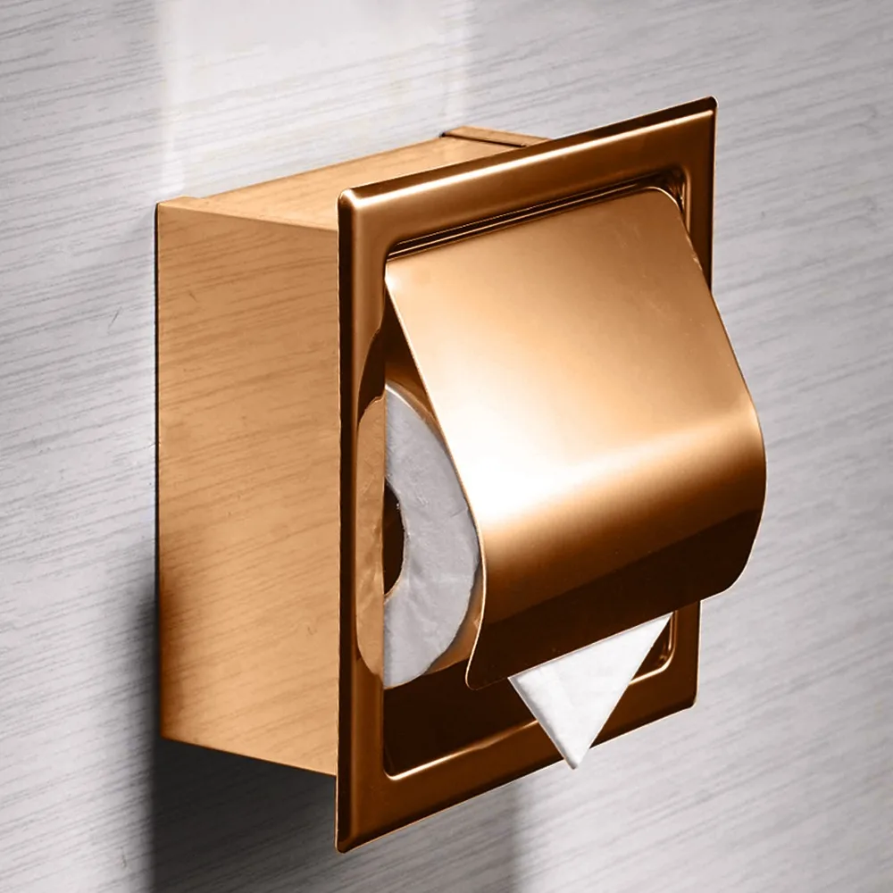 Stainless Steel Toilet Paper Holder Rose Gold Wall Mounted Paper Towel Holder Embedded Mirror Finish Toilet Paper Dispenser
Stainless Steel Toilet Paper Holder Rose Gold Wall Mounted Paper Towel Holder Embedded Mirror Finish Toilet Paper Dispenser