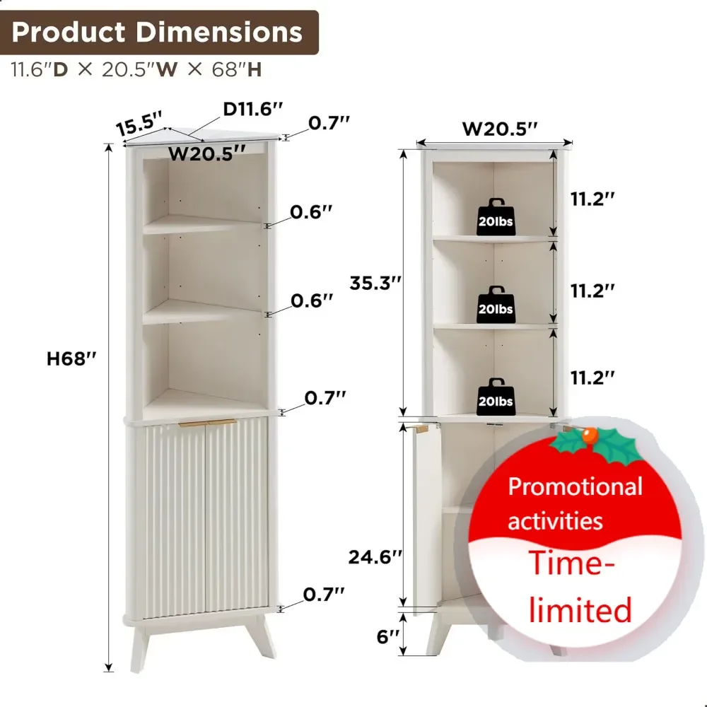 Hot sales68" Corner Cabinet with Faux Marble Top, Adjustable Shelves, Waterproof Fluted Design for Bathroom Kitchen Living Room
Hot sales68" Corner Cabinet with Faux Marble Top, Adjustable Shelves, Waterproof Fluted Design for Bathroom Kitchen Living Room