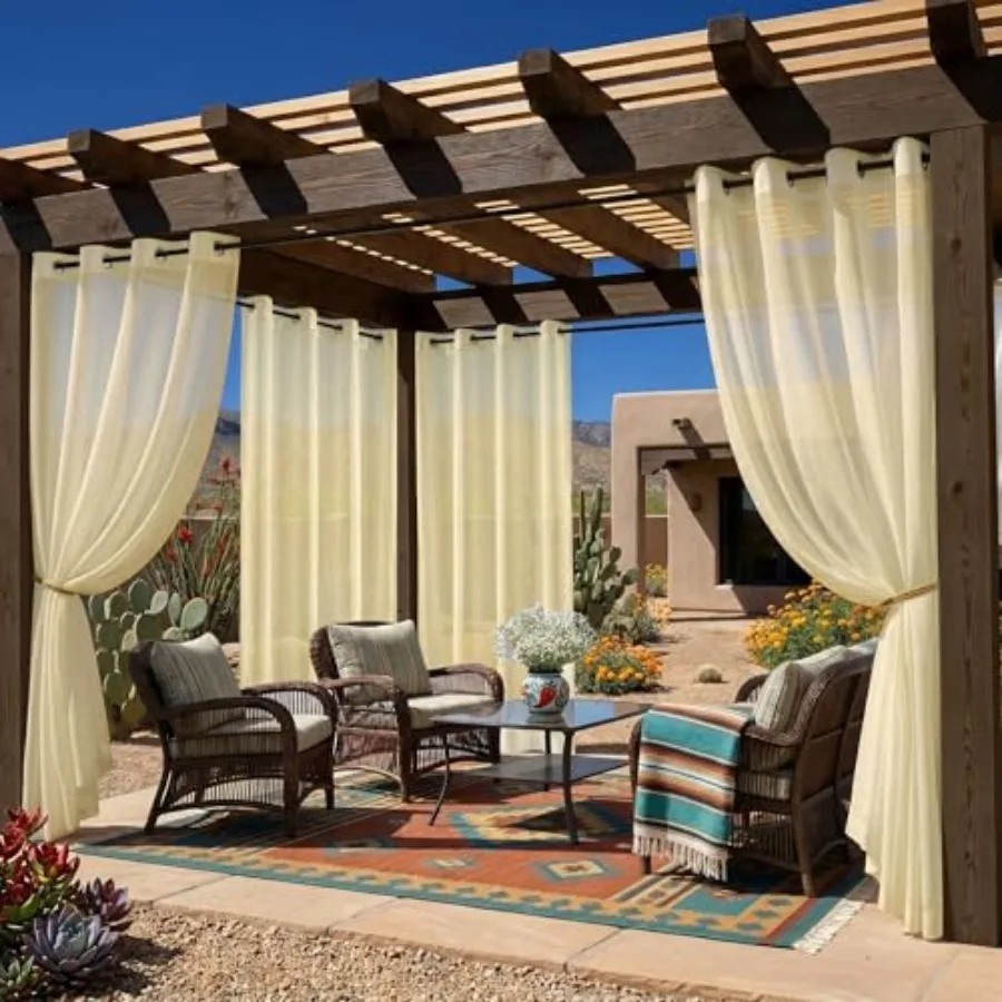 4 Panels Outdoor Sheer Curtains for Patio, Waterproof Light Filtering Outside Curtains with Grommets for Porch, Pergola, Cabana
4 Panels Outdoor Sheer Curtains for Patio, Waterproof Light Filtering Outside Curtains with Grommets for Porch, Pergola, Cabana