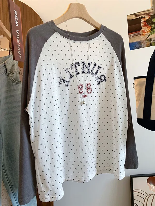 plus Size 240 Pounds Fat Sister Korean Long Sleeve T-Shirt Women Spring Autumn Loose Slimming Design Dot Print Top
plus Size 240 Pounds Fat Sister Korean Long Sleeve T-Shirt Women Spring Autumn Loose Slimming Design Dot Print Top