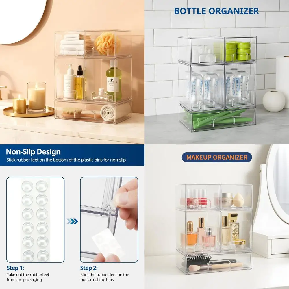 5-Piece Clear Acrylic Storage Set - Multipurpose Organizer for Makeup, Bathroom, Baby Bottles, Kitchen, and Beauty Accessories
5-Piece Clear Acrylic Storage Set - Multipurpose Organizer for Makeup, Bathroom, Baby Bottles, Kitchen, and Beauty Accessories