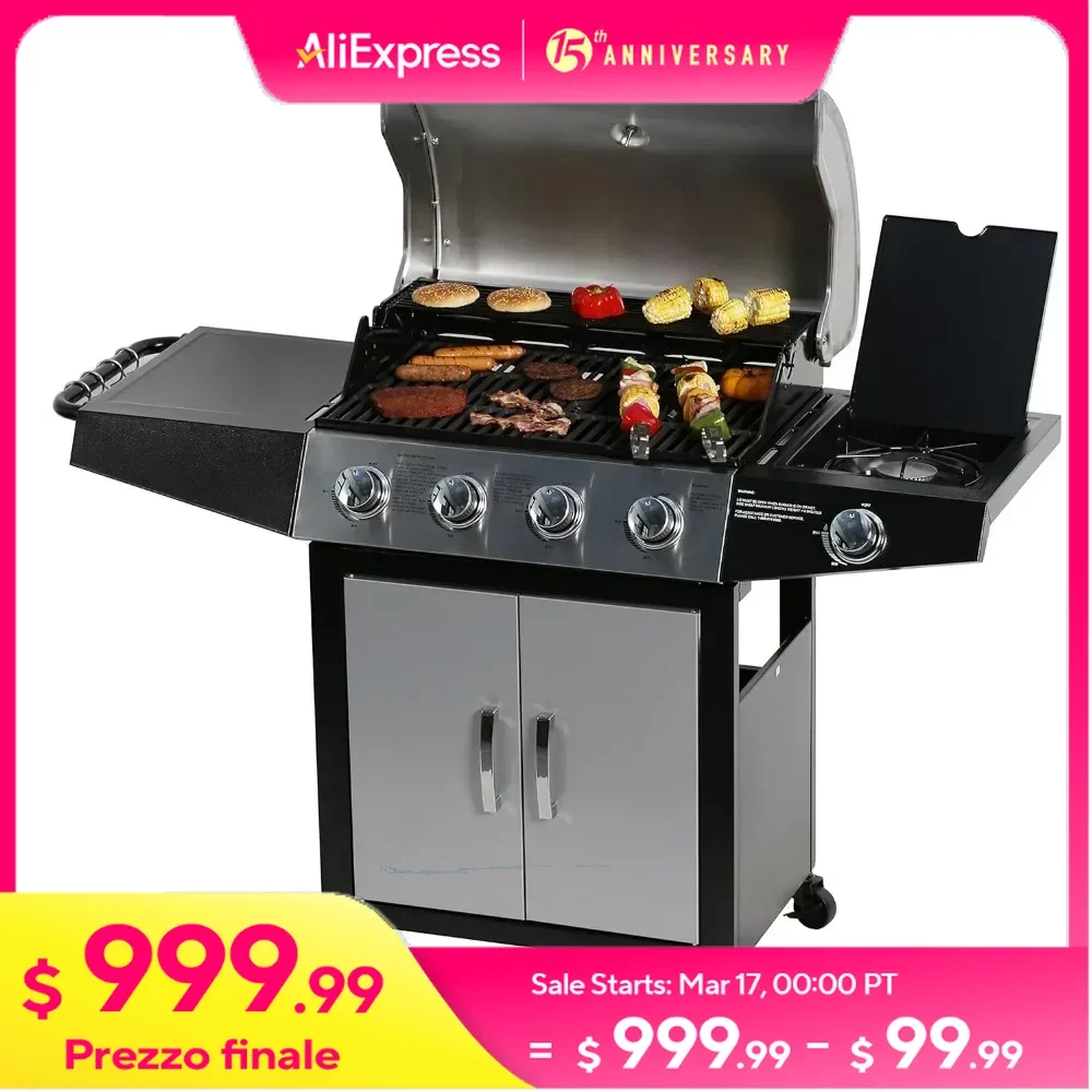 Gas Grill, BBQ 4-Burner Cabinet Style Grills Propane with Side Burner, Gas Grill
Gas Grill, BBQ 4-Burner Cabinet Style Grills Propane with Side Burner, Gas Grill