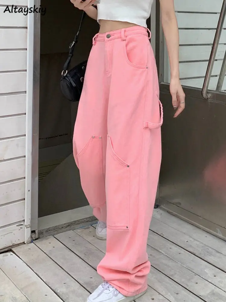 S-4XL Jeans Women Pink Solid Casual High Waist Wide Leg Sweet Streetwear Korean Fashion Style Denim Tender All-match Spring Chic
S-4XL Jeans Women Pink Solid Casual High Waist Wide Leg Sweet Streetwear Korean Fashion Style Denim Tender All-match Spring Chic